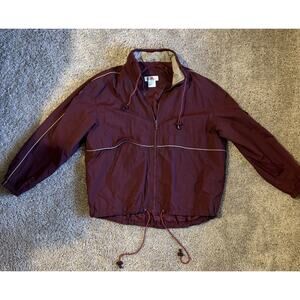 Retro Stunt Sports Men's Burgundy 1X Windbreaker Jacket Full Zip Drawstring